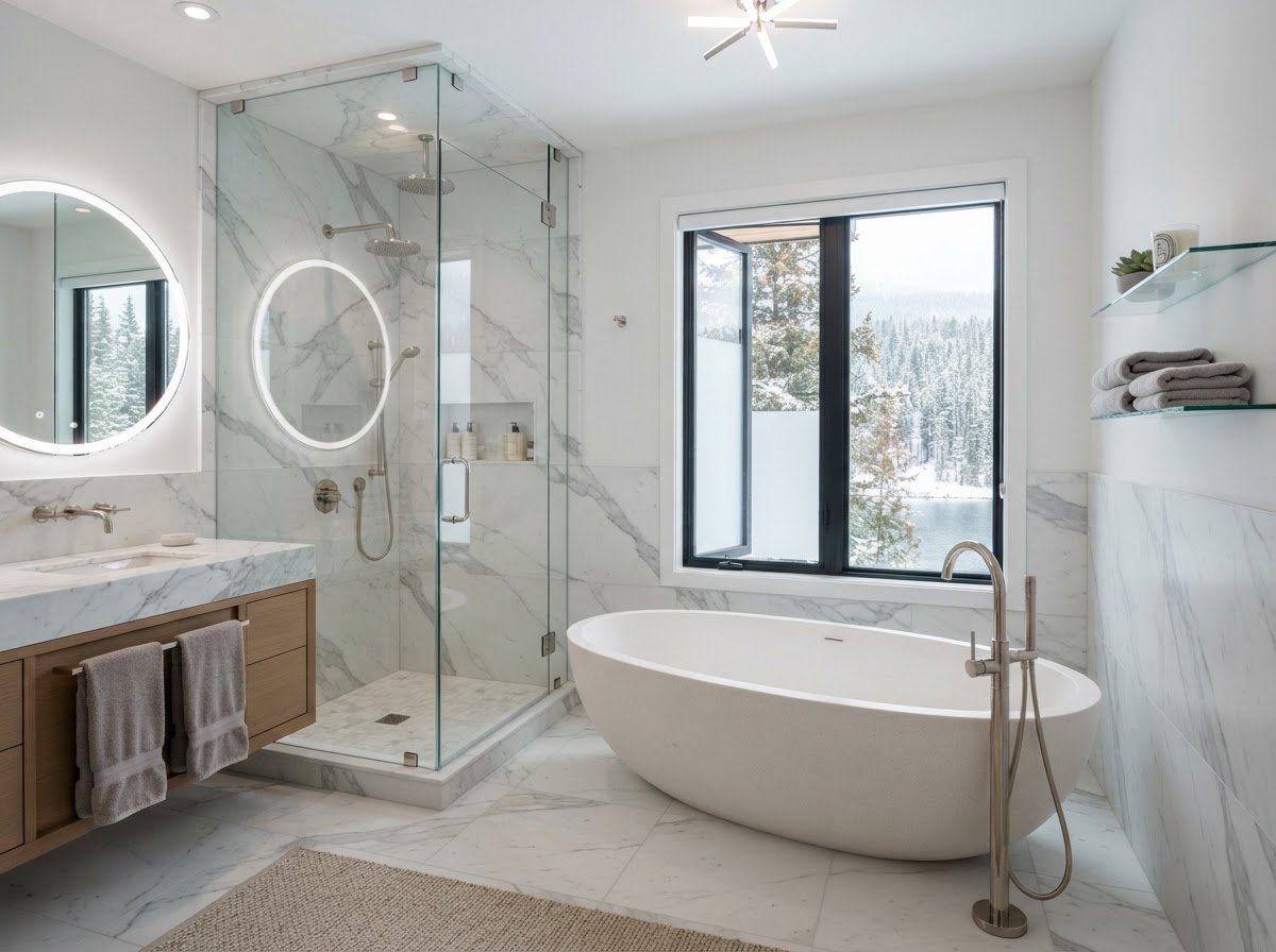 Luxury bathroom plumbing installation