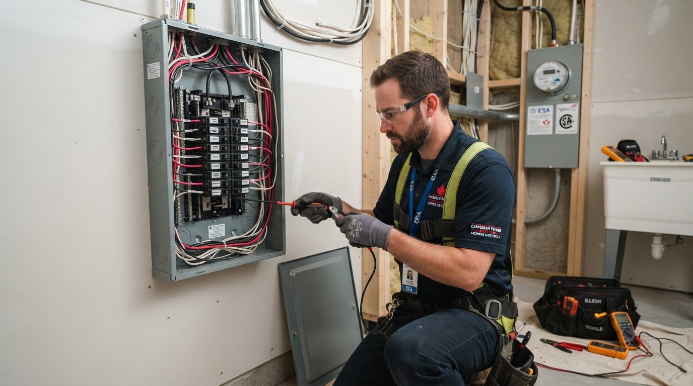 Elqavor electrician at work in a Canadian home